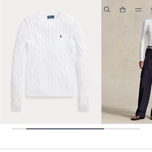 Classic Ralph Lauren polo white cable knit sweater